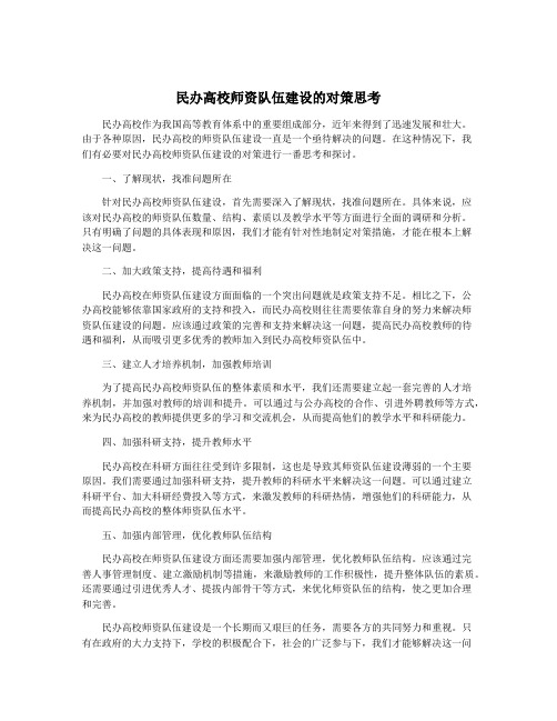 民办高校师资队伍建设的对策思考