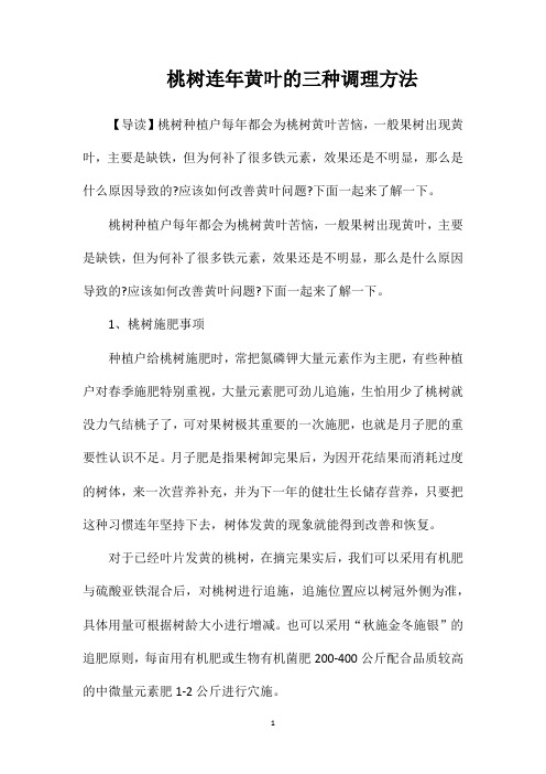 桃树连年黄叶的三种调理方法