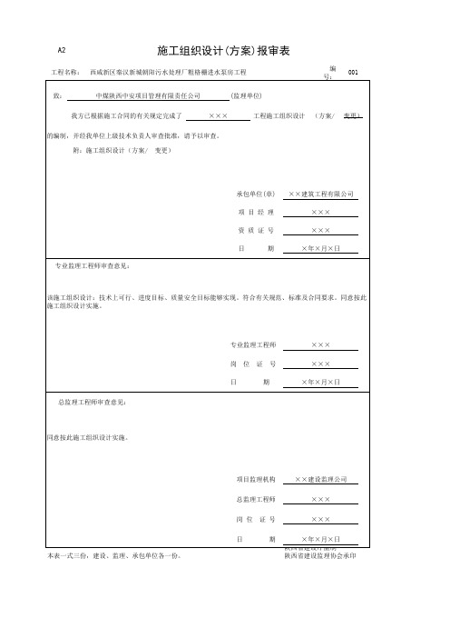 001-A2 施工组织设计(方案)报审表
