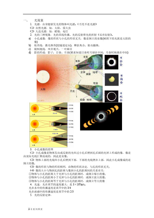 第4章-光现象-基础知识归纳-典型习题精练