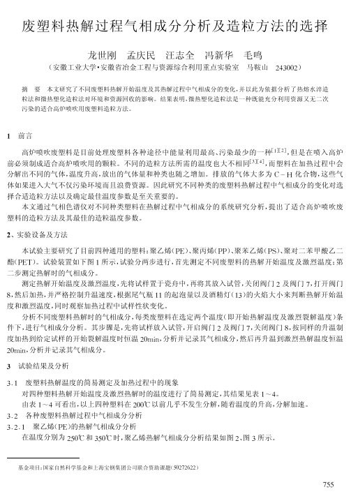 废塑料热解过程气相成分分析及造粒方法的选择