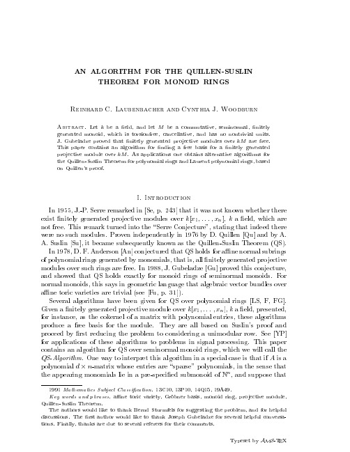 An algorithm for the Quillen-Suslin theorem for monoid rings