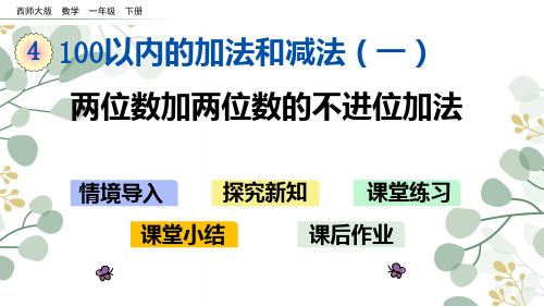 西师大版一年级数学下册课件-两位数加两位数的不进位加法
