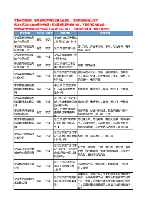 新版浙江省宁波智能遮阳工商企业公司商家名录名单联系方式大全13家