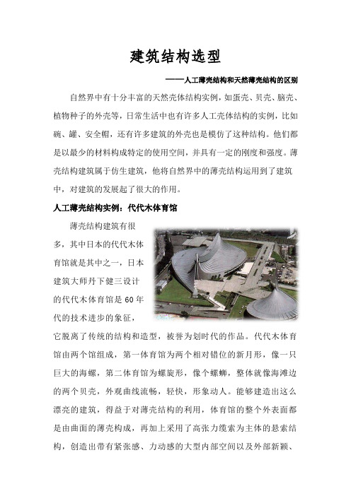 人工薄壳结构和天然薄壳结构的区别