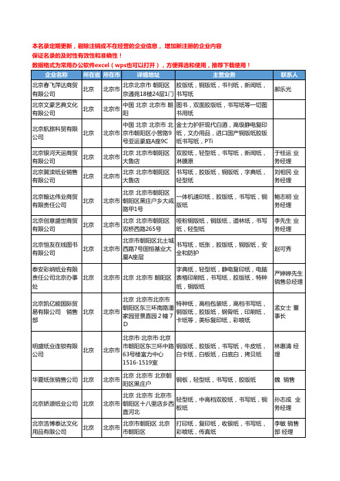 2020新版北京市书写纸工商企业公司名录名单黄页大全57家