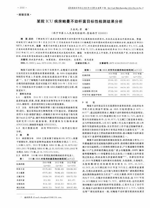 某院ICU病房鲍曼不动杆菌目标性检测结果分析