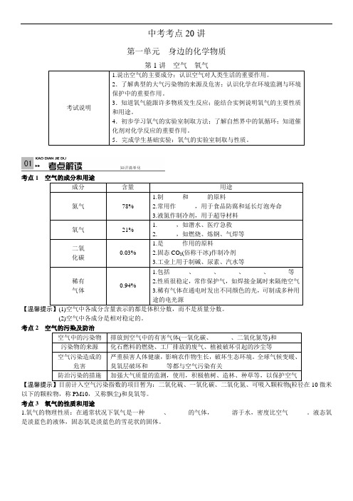 中考复习化学考点解读：第1讲  空气  氧气.doc