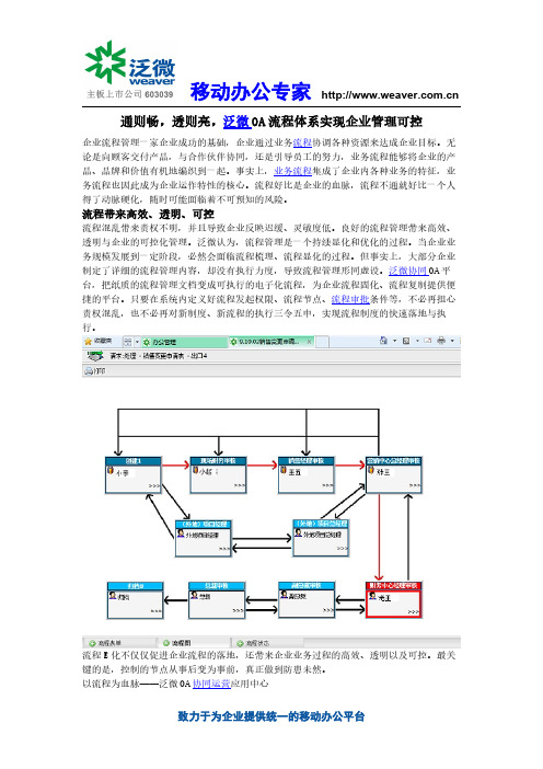 通则畅,透则亮,泛微OA流程体系实现企业管理可控