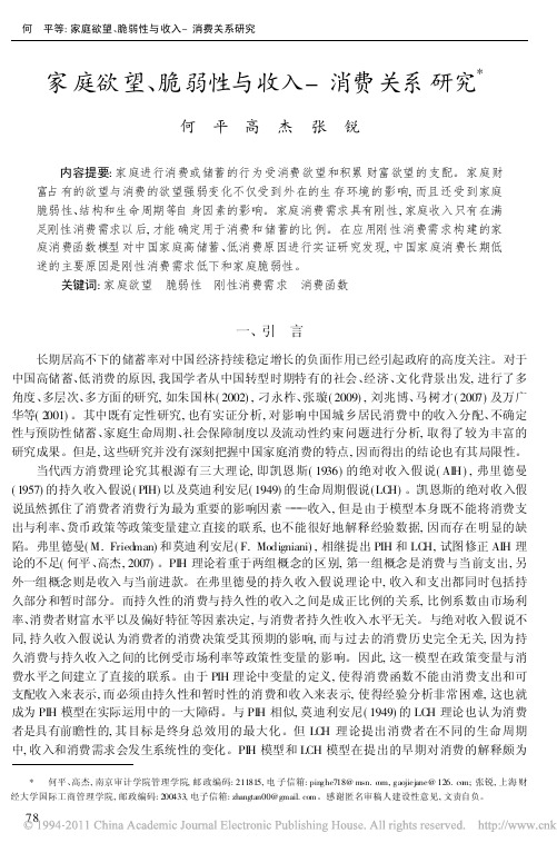 家庭欲望_脆弱性与收入_消费关系研究