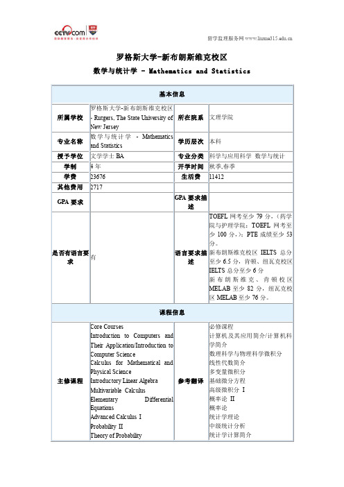 罗格斯大学-新布朗斯维克校区数学与统计学硕士