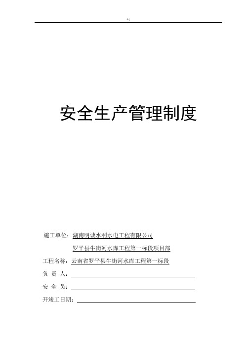 水利项目工程安全台账