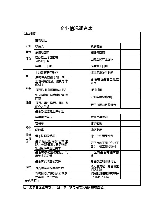 企业情况调查表