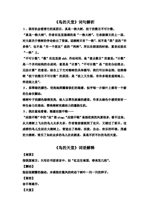部编五年级上册语文   23.鸟的天堂.备课资料