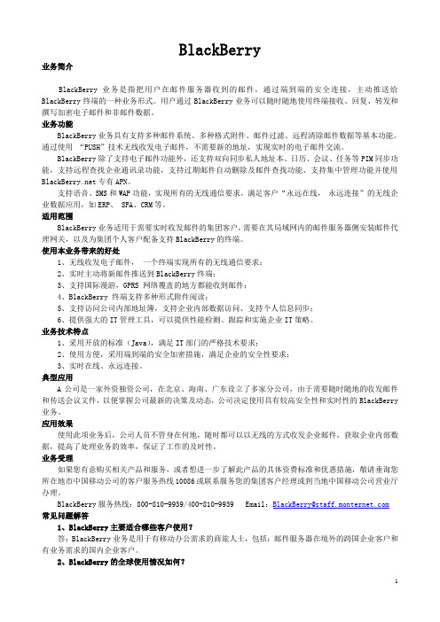 BlackBerry功能简介