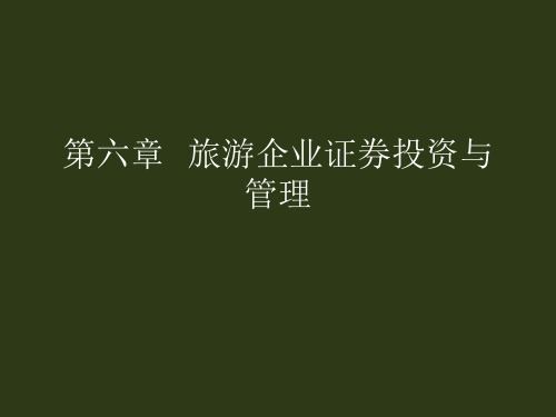 孙老师旅游企业投资与管理六PPT课件