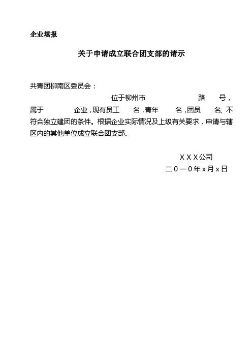 成立联合团支部模本
