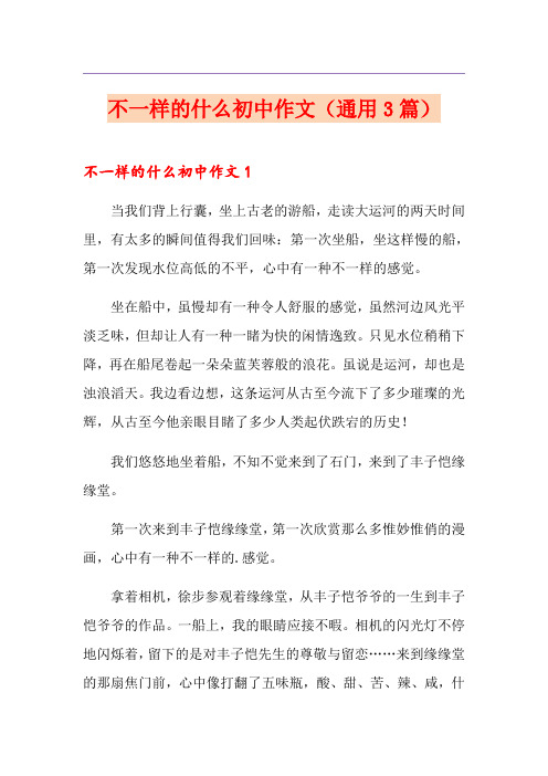 不一样的什么初中作文(通用3篇)