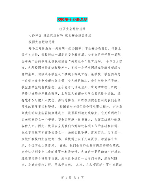 校园安全经验总结