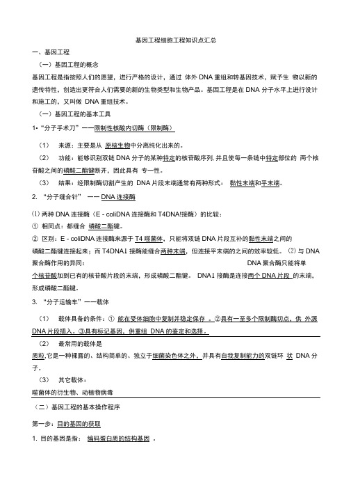 基因工程细胞工程知识点汇总doc资料