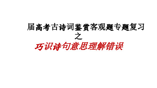 2024届高考古诗词鉴赏客观题专题复习之巧识诗句意思理解错误+课件22张