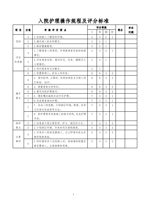 三甲医院急诊护理操作流程评分标准一(全面13个)