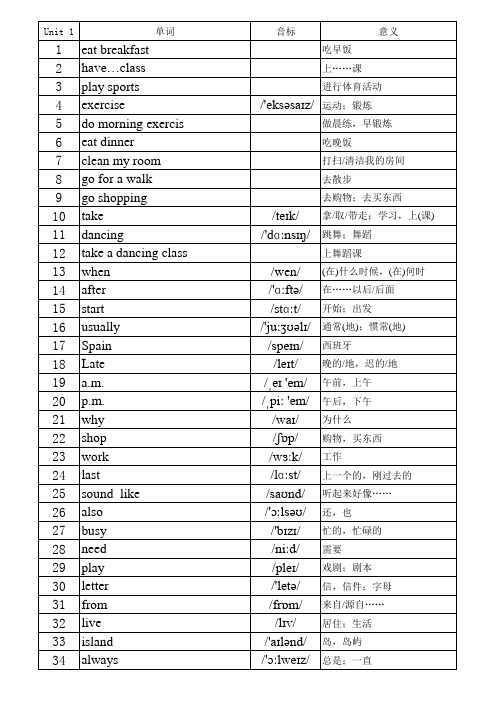 五下最新版第一单元单词听写完美打印版