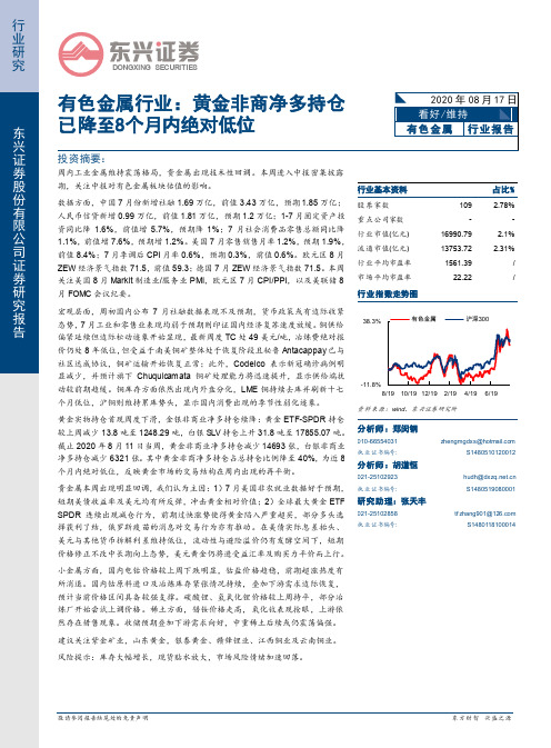 有色金属行业：黄金非商净多持仓已降至8个月内绝对低位