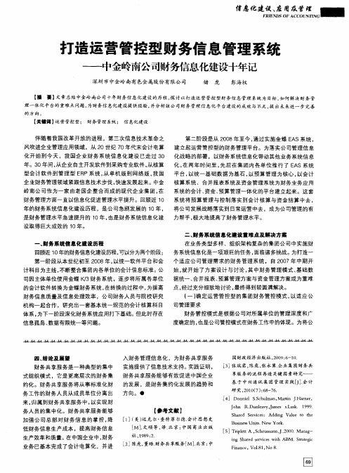 打造运营管控型财务信息管理系统——中金岭南公司财务信息化建设十年记