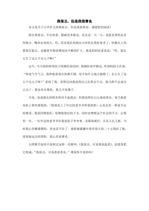 我很丑,但是我很善良_小学作文