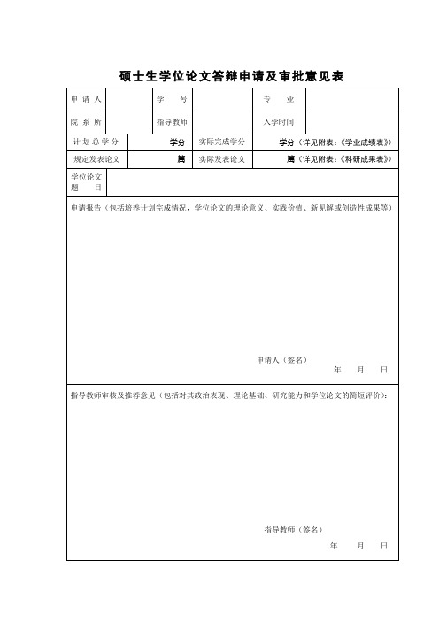 硕士学位论文答辩资格审核意见