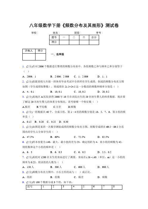 浙教版初中数学八年级下册第三章《频数分布及其图形》单元复习试题精选 (540)