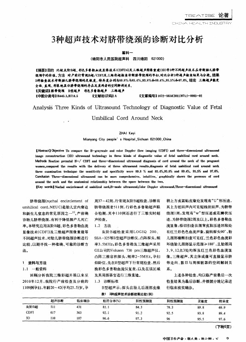 3种超声技术对脐带绕颈的诊断对比分析