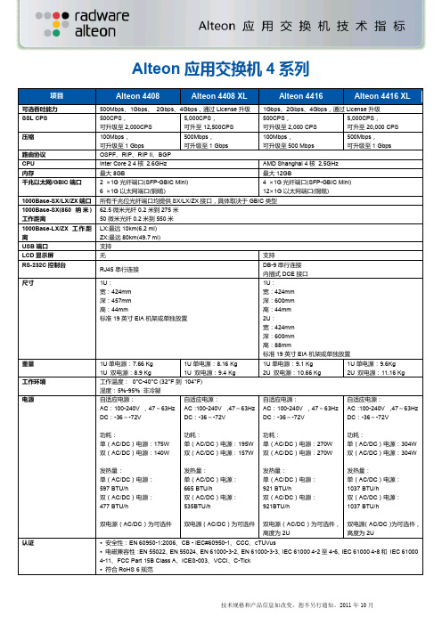 Alteon 4-5 系列技术指标