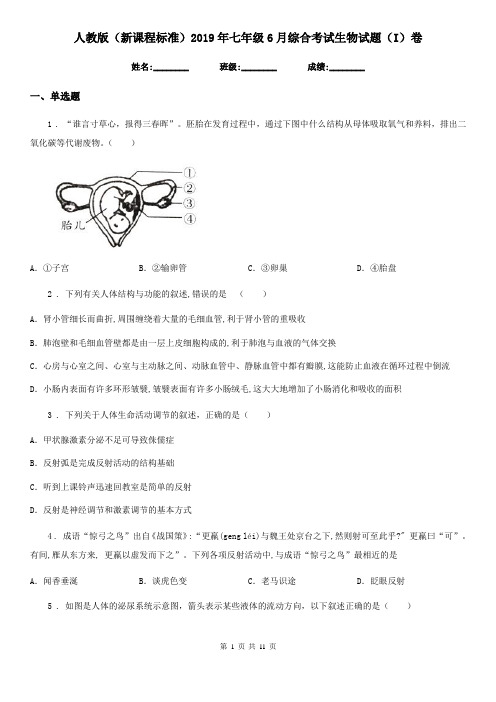 人教版(新课程标准)2019年七年级6月综合考试生物试题(I)卷