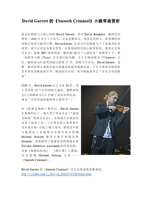 David Garrett《Smooth Criminal》小提琴曲赏析