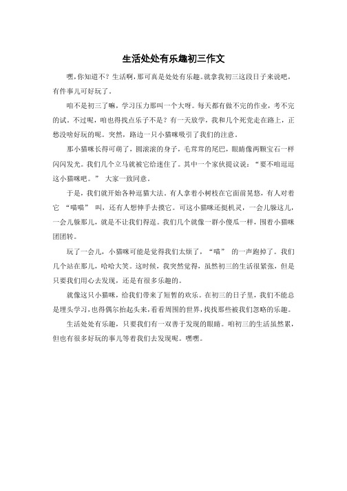 生活处处有乐趣初三作文