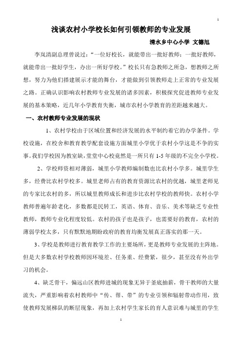 浅谈农村小学校长如何引领教师走专业发展(1)(1)