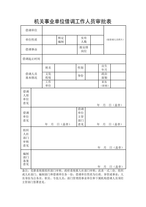 借调人员审批表
