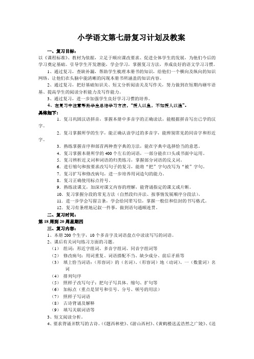 小学语文第七册复习计划及教案.doc