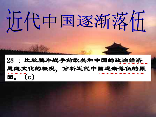 社会考点28比较鸦片战争前欧美和中国政治、经济、思想文化的概况