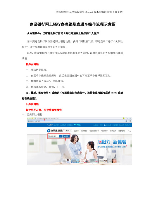 建设银行网上银行办理银期直通车操作流程示意图