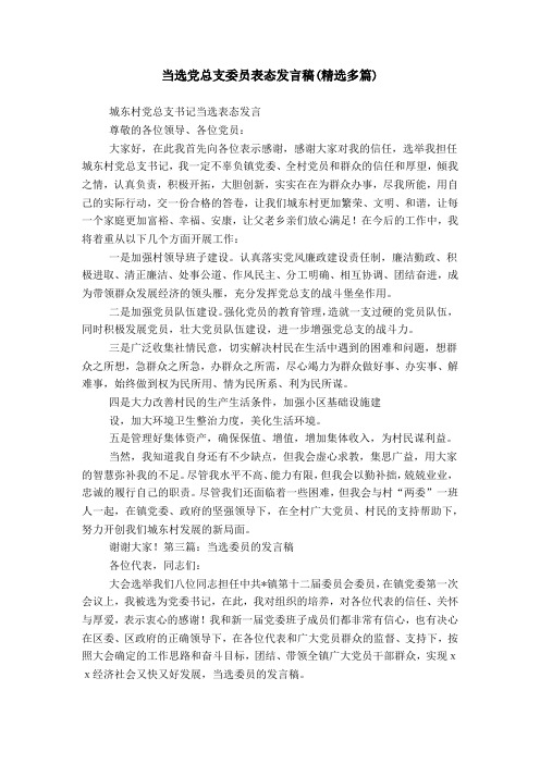 当选党总支委员表态发言稿(精选多篇)