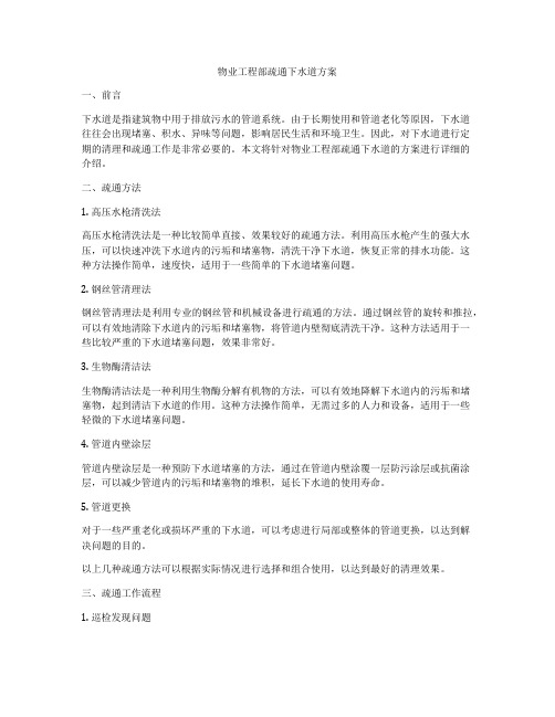 物业工程部疏通下水道方案