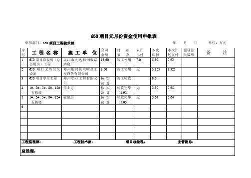 资金申报计划表