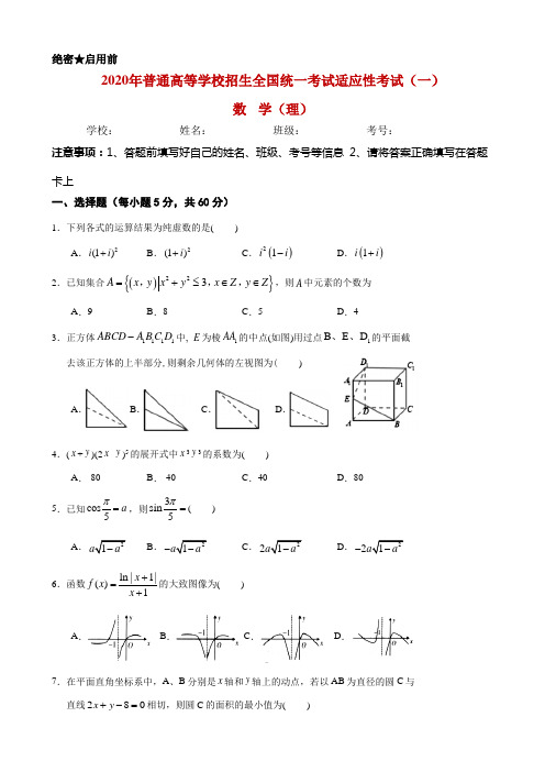 2020年普通高等学校招生全国统一考试适应性考试(一)数学(理)试题解析