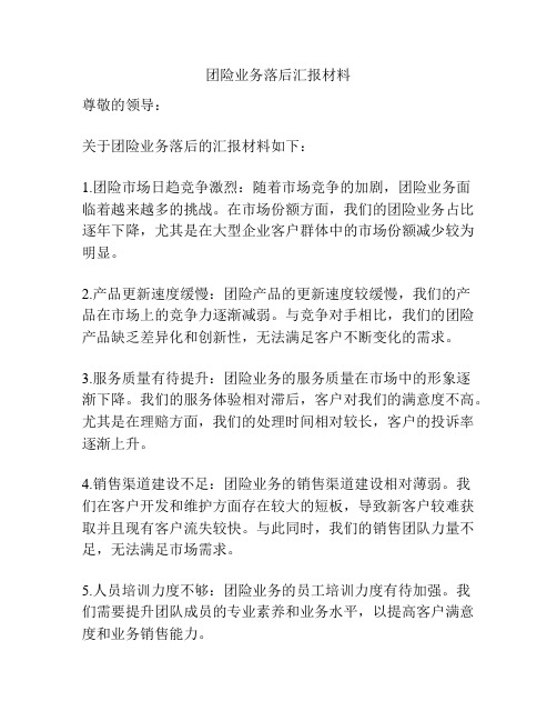 团险业务落后汇报材料