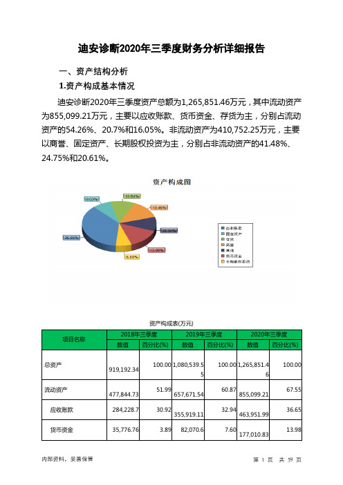迪安诊断2020年三季度财务分析详细报告