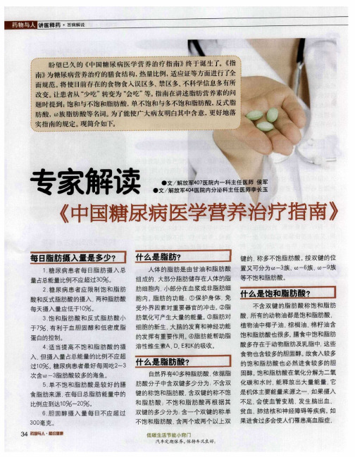 专家解读《中国糖尿病医学营养治疗指南》