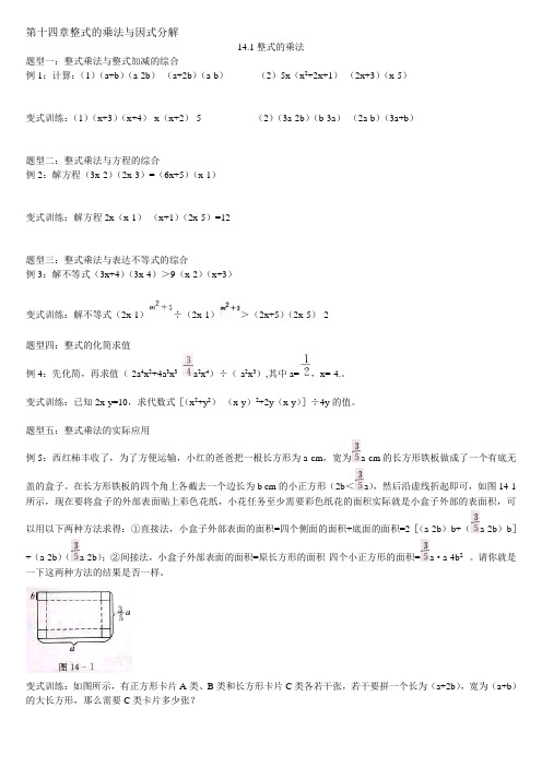 第十四章整式的乘法与因式分解-题型